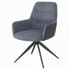 Husti Armchair Set of 2 | Gray Fabric & Faux Leather | Black Iron Star Base