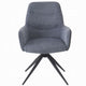 Husti Armchair Set of 2 | Gray Fabric & Faux Leather | Black Iron Star Base
