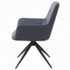 Husti Armchair Set of 2 | Gray Fabric & Faux Leather | Black Iron Star Base