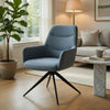 Husti Armchair Set of 2 | Gray Fabric & Faux Leather | Black Iron Star Base
