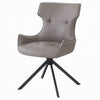 Mita Swivel Wingback Side Chair Set of 2 | Tufted Faux Leather | Black Metal