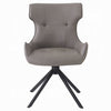 Mita Swivel Wingback Side Chair Set of 2 | Tufted Faux Leather | Black Metal