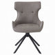 Mita Swivel Wingback Side Chair Set of 2 | Tufted Faux Leather | Black Metal