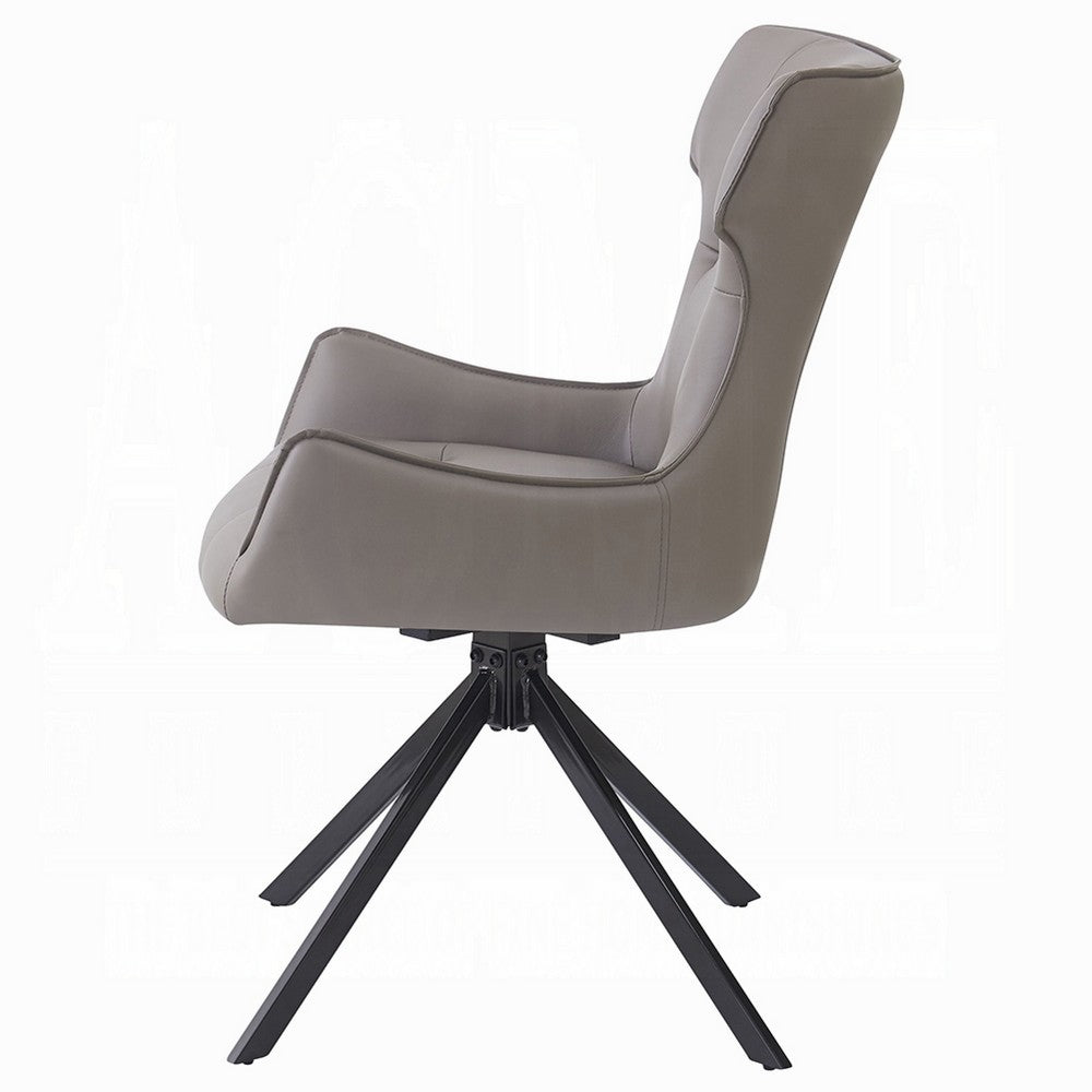Mita Swivel Wingback Side Chair Set of 2 | Tufted Faux Leather | Black Metal