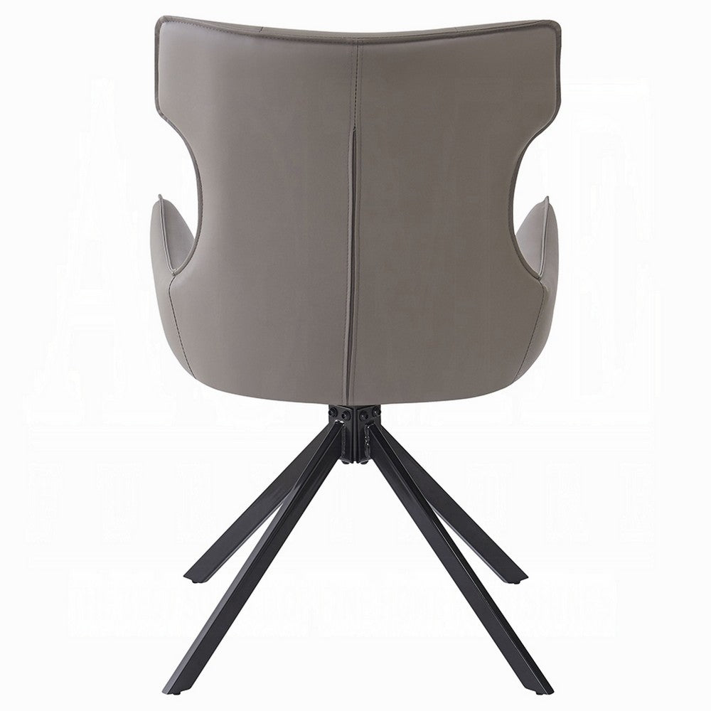 Mita Swivel Wingback Side Chair Set of 2 | Tufted Faux Leather | Black Metal