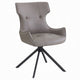 Mita Swivel Wingback Side Chair Set of 2 | Tufted Faux Leather | Black Metal