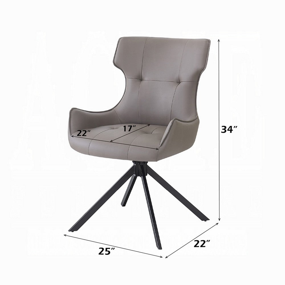 Mita Swivel Wingback Side Chair Set of 2 | Tufted Faux Leather | Black Metal