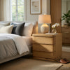 Sery 3 Drawer Nightstand | Minimalist Lip Handles | Oak Brown Wood 26"