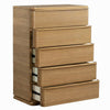 Sery Tall Dresser Chest | 5 Drawers Minimalist Lip Handles | Oak Brown Wood