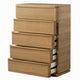 Sery Tall Dresser Chest | 5 Drawers Minimalist Lip Handles | Oak Brown Wood