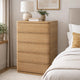 Sery Tall Dresser Chest | 5 Drawers Minimalist Lip Handles | Oak Brown Wood