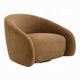 Sery Swivel Barrel Chair | Foam Padded Chocolate Brown Suede Upholstery
