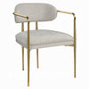 Ayan Accent Club Chair Set of 2 | Curved Foam Beige Chenille | Gold Metal