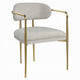 Ayan Accent Club Chair Set of 2 | Curved Foam Beige Chenille | Gold Metal