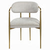 Ayan Accent Club Chair Set of 2 | Curved Foam Beige Chenille | Gold Metal
