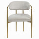 Ayan Accent Club Chair Set of 2 | Curved Foam Beige Chenille | Gold Metal