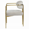 Ayan Accent Club Chair Set of 2 | Curved Foam Beige Chenille | Gold Metal