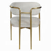 Ayan Accent Club Chair Set of 2 | Curved Foam Beige Chenille | Gold Metal