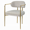 Ayan Accent Club Chair Set of 2 | Curved Foam Beige Chenille | Gold Metal