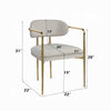 Ayan Accent Club Chair Set of 2 | Curved Foam Beige Chenille | Gold Metal