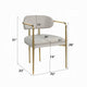 Ayan Accent Club Chair Set of 2 | Curved Foam Beige Chenille | Gold Metal