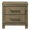 Cera Nightstand | 2 Drawers Bronze Handles | Antique White Oak Tone Wood