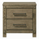 Cera Nightstand | 2 Drawers Bronze Handles | Antique White Oak Tone Wood
