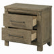 Cera Nightstand | 2 Drawers Bronze Handles | Antique White Oak Tone Wood