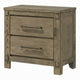 Cera Nightstand | 2 Drawers Bronze Handles | Antique White Oak Tone Wood