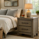 Cera Nightstand | 2 Drawers Bronze Handles | Antique White Oak Tone Wood