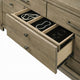 Cera Wide Dresser | 7 Drawers | Bronze Handles | Antique White Oak Tone Wood