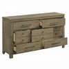 Cera Wide Dresser | 7 Drawers | Bronze Handles | Antique White Oak Tone Wood