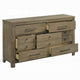 Cera Wide Dresser | 7 Drawers | Bronze Handles | Antique White Oak Tone Wood