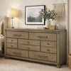 Cera Wide Dresser | 7 Drawers | Bronze Handles | Antique White Oak Tone Wood