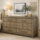 Cera Wide Dresser | 7 Drawers | Bronze Handles | Antique White Oak Tone Wood