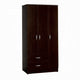 Leh 3 Door Wardrobe Closet with 2 Drawers | Dark Espresso Brown Wood | 72"