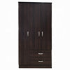 Leh 3 Door Wardrobe Closet with 2 Drawers | Dark Espresso Brown Wood | 72"