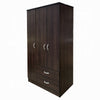 Leh 3 Door Wardrobe Closet with 2 Drawers | Dark Espresso Brown Wood | 72"