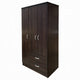 Leh 3 Door Wardrobe Closet with 2 Drawers | Dark Espresso Brown Wood | 72"