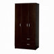 Leh 3 Door Wardrobe Closet with 2 Drawers | Dark Espresso Brown Wood | 72"
