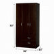 Leh 3 Door Wardrobe Closet with 2 Drawers | Dark Espresso Brown Wood | 72"
