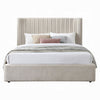 Seh Queen Size Platform Bed | Plush Beige Linen Upholstery | Low profile