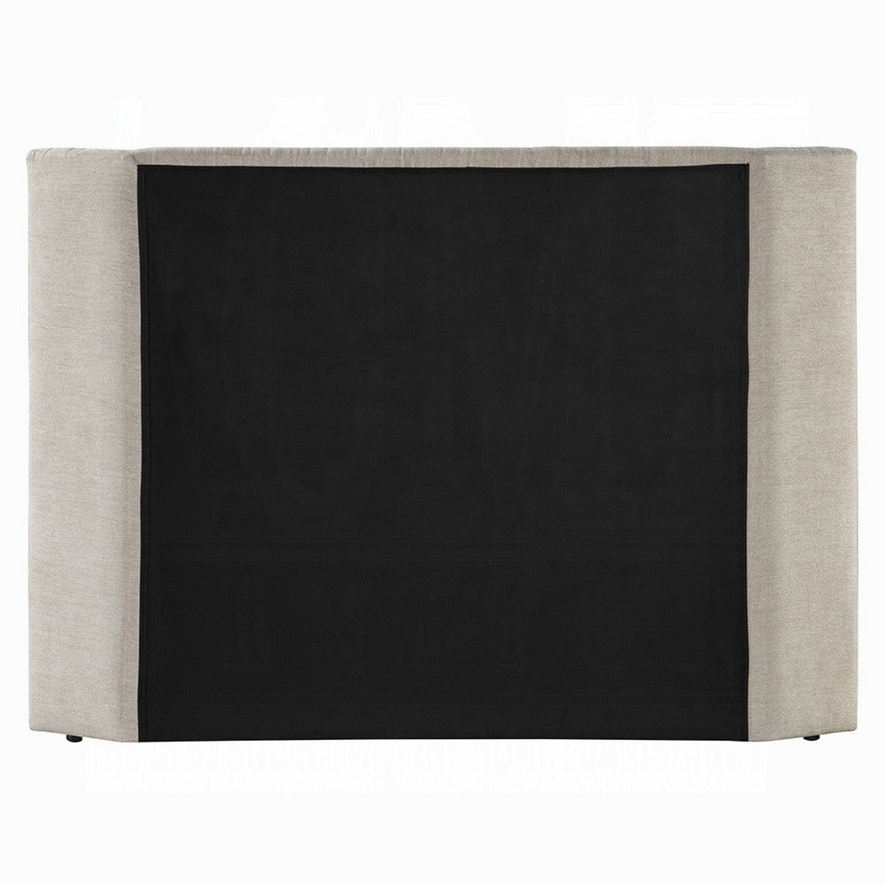Seh Queen Size Platform Bed | Plush Beige Linen Upholstery | Low profile