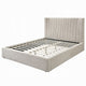 Seh Queen Size Platform Bed | Plush Beige Linen Upholstery | Low profile