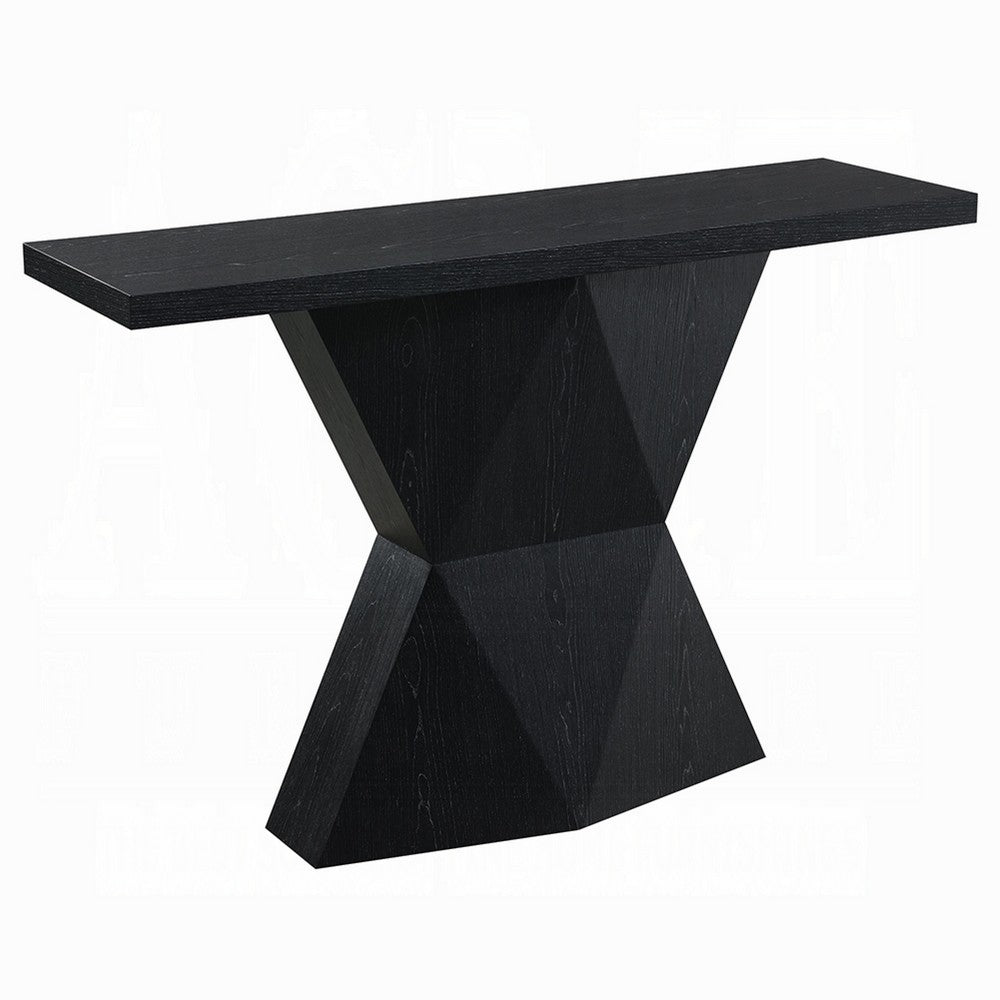 Kia Sofa Console Table | 47" Top | Geometric Pedestal Base | Black
