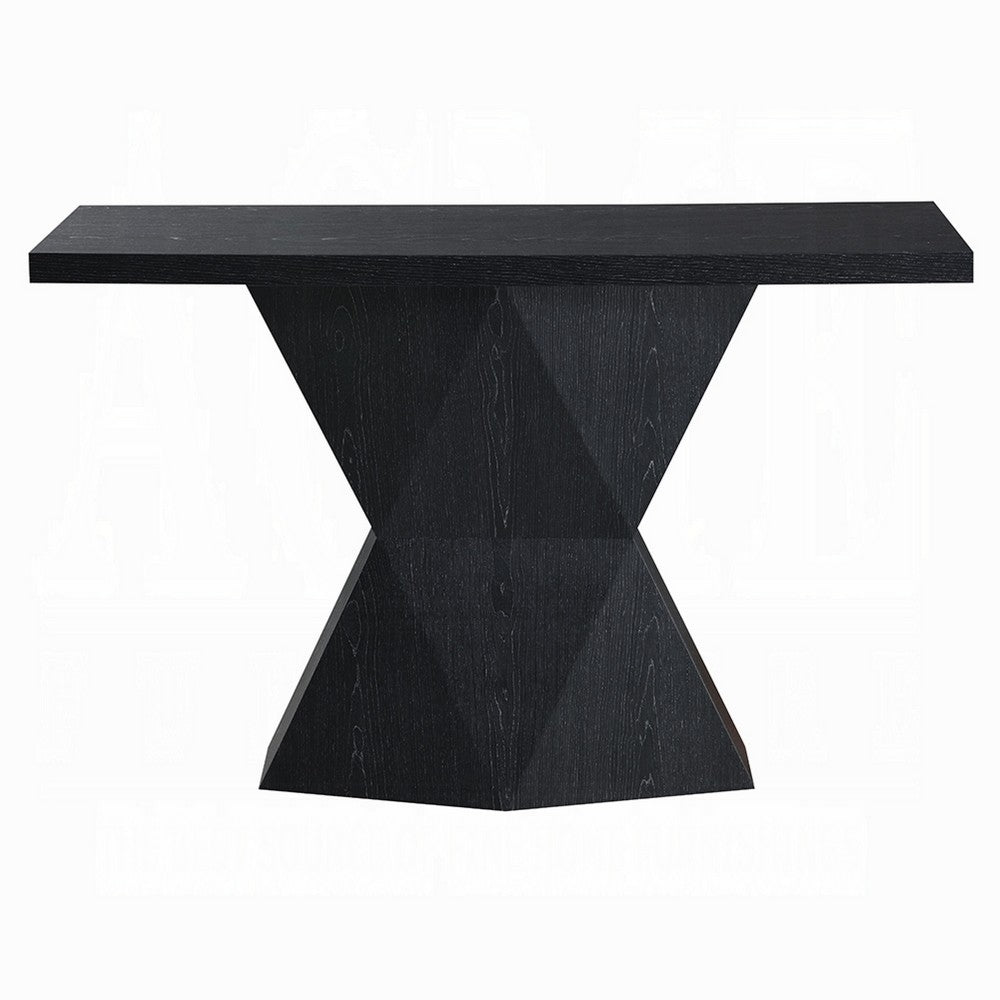 Kia Sofa Console Table | 47" Top | Geometric Pedestal Base | Black
