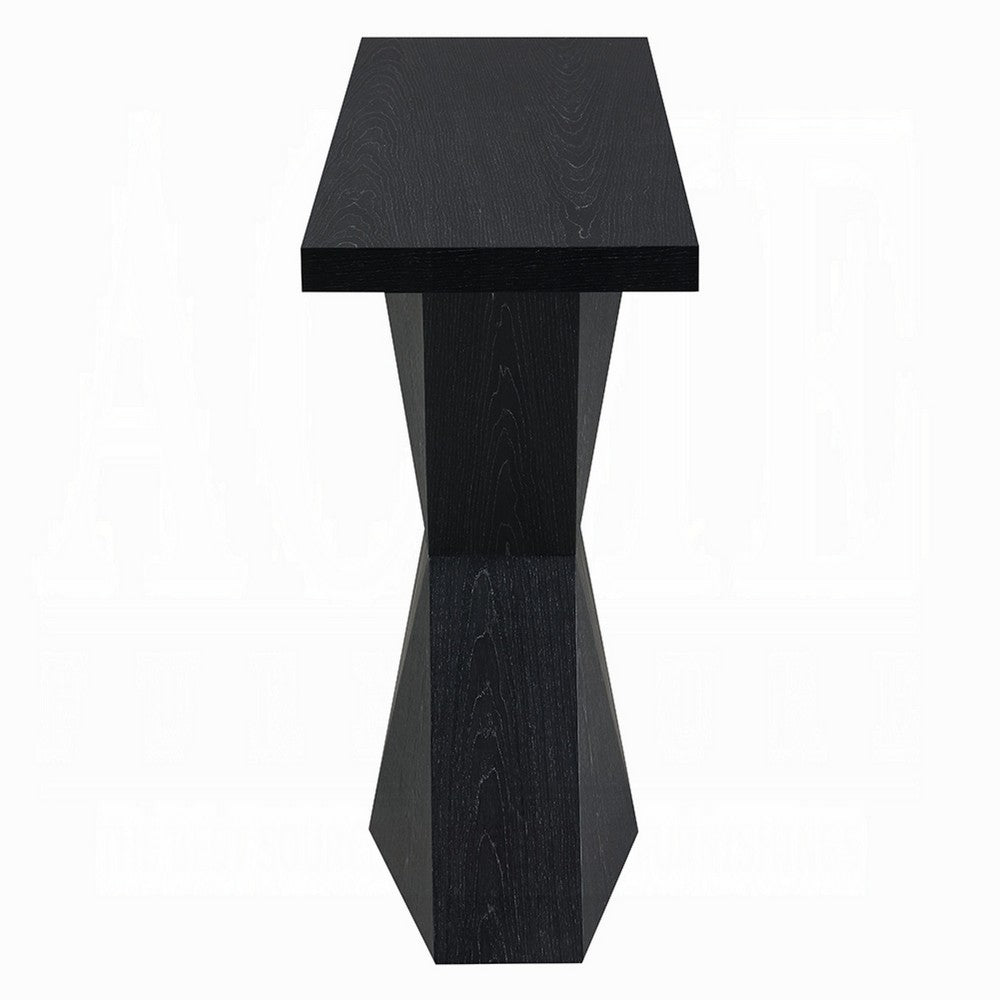 Kia Sofa Console Table | 47" Top | Geometric Pedestal Base | Black
