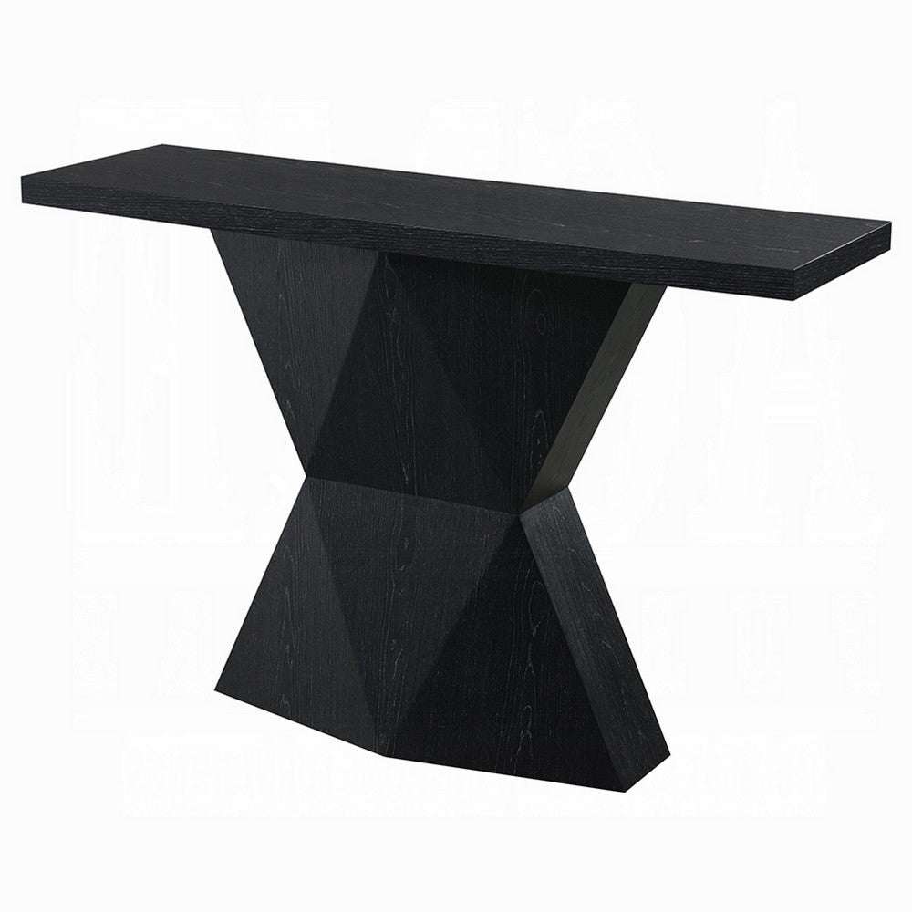 Kia Sofa Console Table | 47" Top | Geometric Pedestal Base | Black