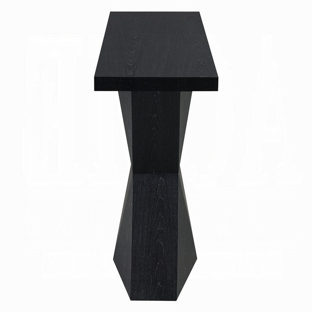 Kia Sofa Console Table | 47" Top | Geometric Pedestal Base | Black