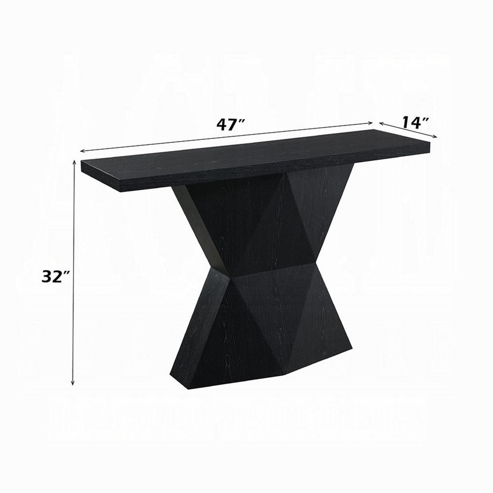 Kia Sofa Console Table | 47" Top | Geometric Pedestal Base | Black